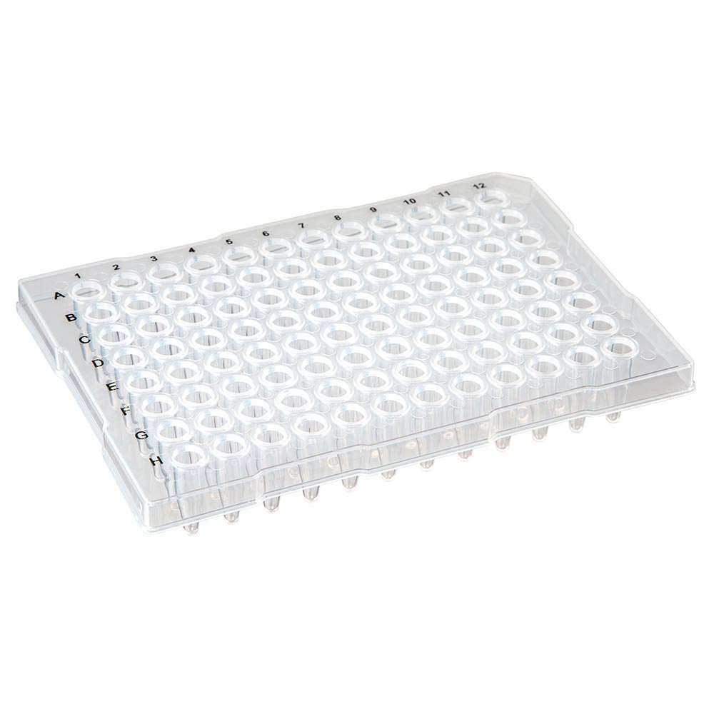 Globe Scientific 0.2mL 96-Well PCR Plate, Half Skirt (ABI-style), Flat top, Clear Image